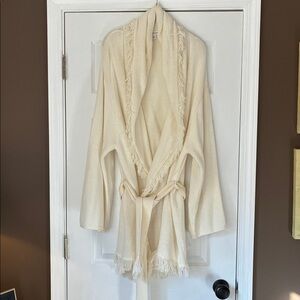 Coldwater Creek Cream Fringe Women's Tunic Sweater 2X